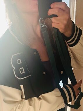 Love Tree Black Cream Varsity Bomber Jacket Letter B Patch Size Large